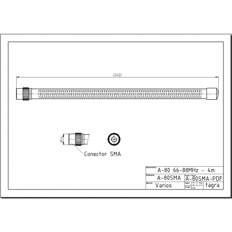 A-80SMA - ANTENNE OMNI MOBILE SMA VHF 66⁠-⁠88 MHz - 