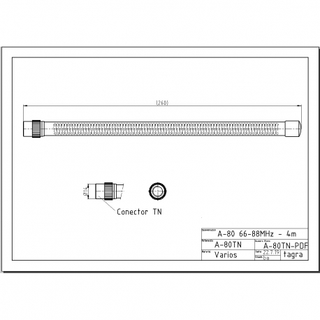 A-80TN - ANTENNE OMNI MOBILE TNC VHF 66⁠-⁠88 MHz - 