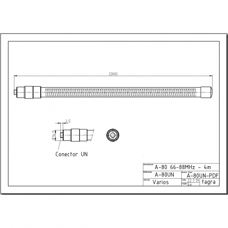 A-80UN - ANTENNE OMNI MOBILE UNF VHF 66⁠-⁠88 MHz - 