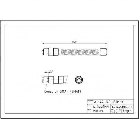 A-144SMH - OMNI MOVIL SMA HEMBRA VHF 140⁠-⁠150 MHz - 