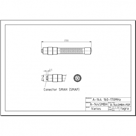 A-144SMBH - OMNI MOVIL SMA HEMBRA VHF 160⁠-⁠170 MHz - 