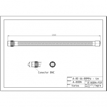 A-80BN - OMNI MOBILE ANTENNA BNC VHF 66⁠-⁠88 MHz - 