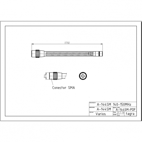 A-144SM - ANTENA OMNI MOVIL SMA VHF 140⁠-⁠150 MHz - 