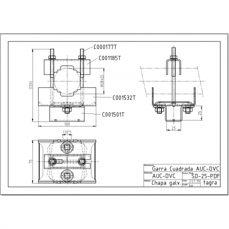 SD-25 - SQUARE FLANGE FOR AUC⁠-⁠DVC - 