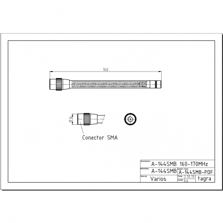 A-144SMB - ANTENA OMNI MOVIL SMA VHF 160⁠-⁠170 MHz - 