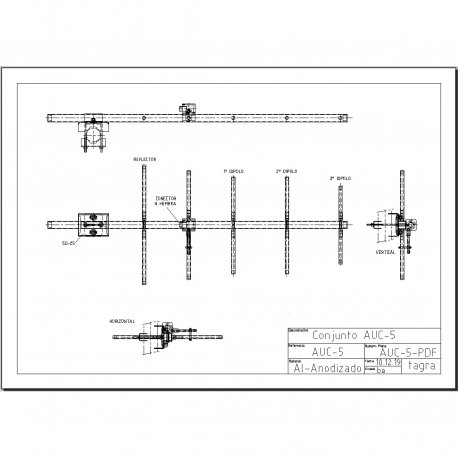AUC-5G - ANTENA YAGI 5 ELEMENTOS UHF 490⁠-⁠505 MHz - 