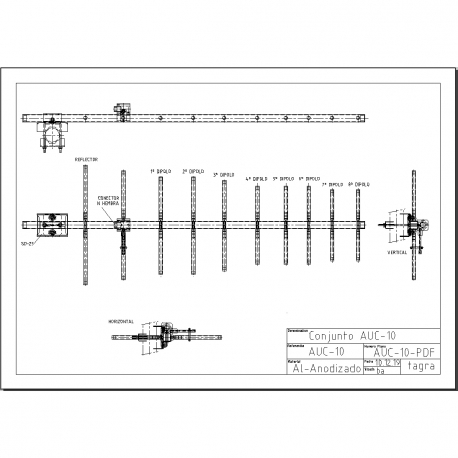 AUC-10A - YAGI ANTENNA 10 ELEMENTS UHF 400⁠-⁠415 MHz - 