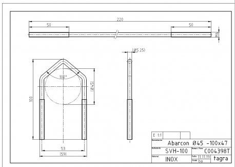 C004398T - ABARCÓN ACERO INOXIDABLE Ø45 ⁠-⁠ 100x47 - 