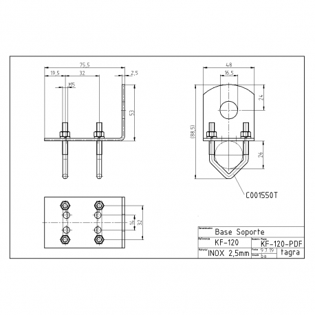 KF-120 - CLAMP STEEL ANTENNA TO MAST - 