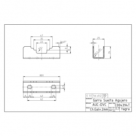 C004394T - GALVANISED STEEL CLAW 25x26 MM - 