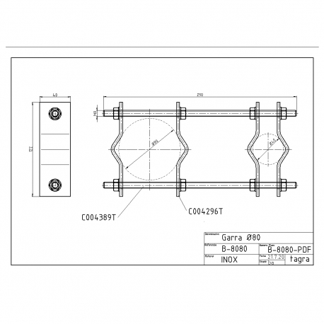 B-8080 - STAINLESS STEEL/GALV SUPPORT FOR MAST 40⁠-⁠80 MM - 