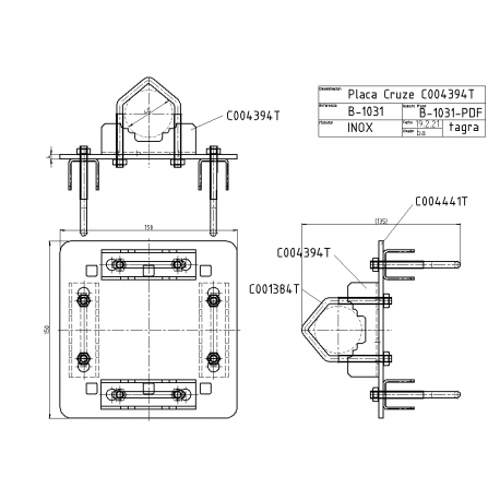 P-1031 - PLACA CRUZETA M6 - 