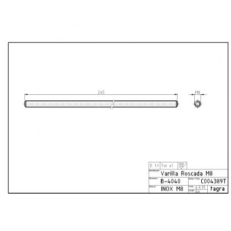 C004389T - TIGE FILETEE M8 - 