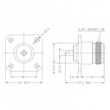 C004508T - CONNECTOR N F CHASSIS PLATE ⁠-⁠ INOX AISI 304 - 
