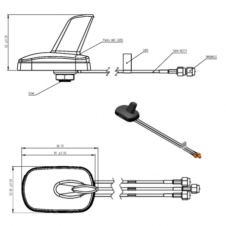 GPS-200 - ANTENA OMNI MULTIBANDA UHF/TETRA + GPS + WIFI - 