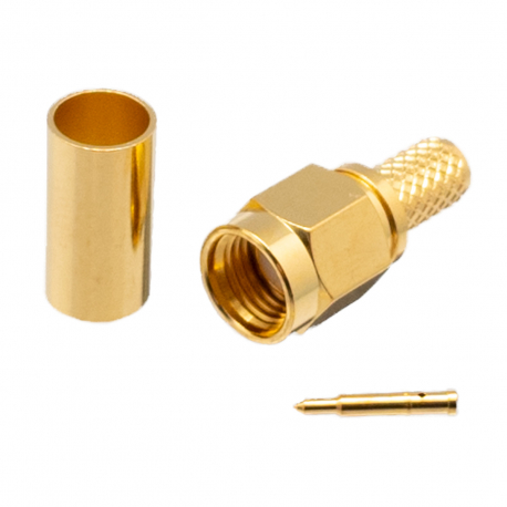 C002923T - CONECTOR MACHO SMA RG⁠-⁠58 CRIMPAR DORADO - 