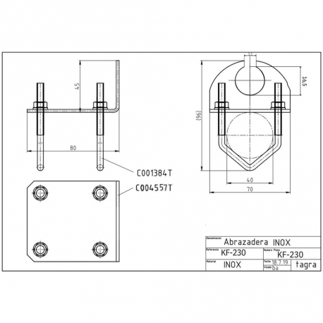 KF-230 - STAINLESS STEEL MAST SUPPORT - 