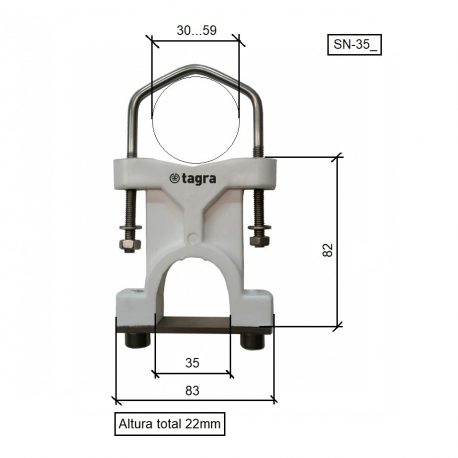 SN-35/1 - PA6 SUPPORT FOR MAST 35 MM - 