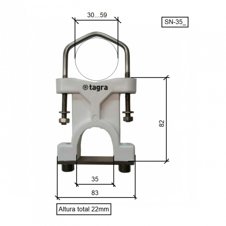 SN-35/2 - ABRAZADERAS PA6 PARA MÁSTIL DE 35 MM (2 UNIDADES) - 