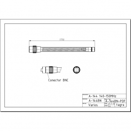 A-144BN AC - ANTENNE OMNI MOBILE BNC ÉLEVÉ VHF 140⁠-⁠150 MHz - 