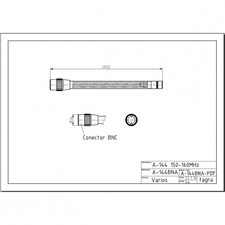 A-144BNA AC - ANTENNE OMNI MOBILE BNC ÉLEVÉ VHF 150⁠-⁠160 MHz - 