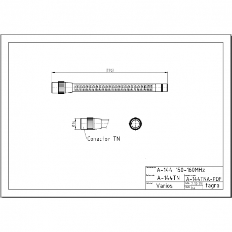 A-144TNA AC - ANTENNE OMNI MOBILE TNC ÉLEVÉ VHF 150⁠-⁠160 MHz - 