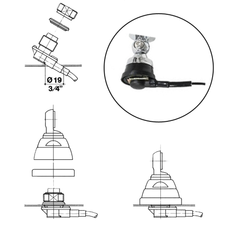 HF-80A - KIT OMNI MOVIL ABATIBLE 1/4 VHF 65⁠-⁠174 MHz + DV‑27/6 - 